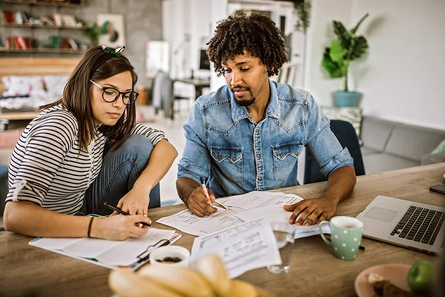 A man and a woman working together