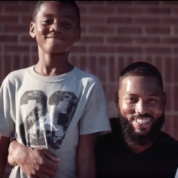 father with son outside